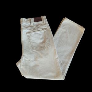 L.L. Bean Double L Classic Fit Straight Leg Denim Jeans 34 x 29 Cream Pockets